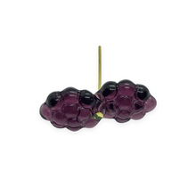 Load image into Gallery viewer, Czech glass blackberry berry fruit beads 12pc dark purple 14x10mm
