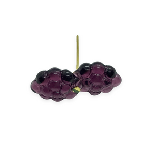 Czech glass blackberry berry fruit beads 12pc dark purple 14x10mm