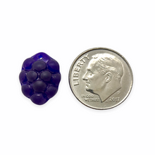 Load image into Gallery viewer, Czech glass berry fruit beads matte dark blue AB 12pc 14x10mm
