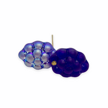 Load image into Gallery viewer, Czech glass berry fruit beads matte dark blue AB 12pc 14x10mm
