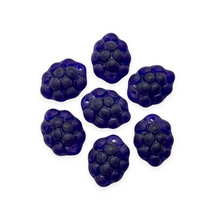 Load image into Gallery viewer, Czech glass blackberry grape fruit beads 12pc frosted dark blue 14x10mm-Orange Grove Beads
