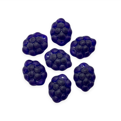 Czech glass blackberry grape fruit beads 12pc frosted dark blue 14x10mm-Orange Grove Beads