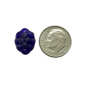 Czech glass blackberry berry fruit beads matte dark blue 12pc 14x10mm