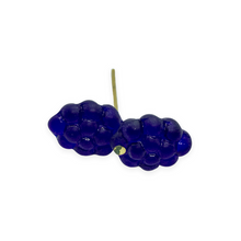 Load image into Gallery viewer, Czech glass blackberry berry fruit beads matte dark blue 12pc 14x10mm

