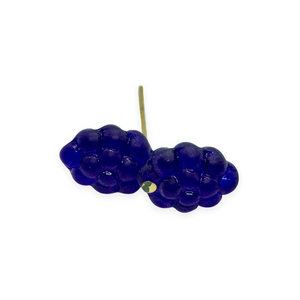 Czech glass blackberry berry fruit beads matte dark blue 12pc 14x10mm
