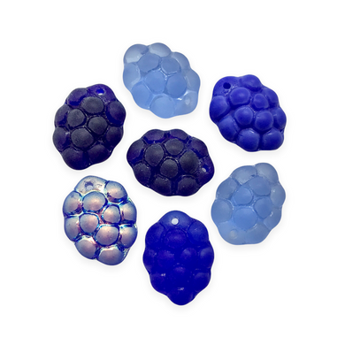 Czech glass berry grape fruit beads mix 12pc shades of blue 14x10mm-Orange Grove Beads