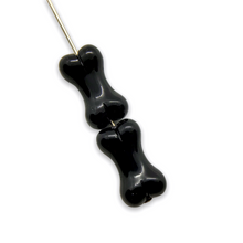 Load image into Gallery viewer, Czech glass Halloween bone beads 10pc jet black 14x8mm
