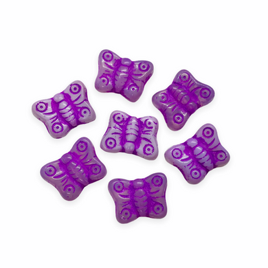 Czech glass butterfly beads charms 10pc opaline purple orchid 14x10mm-Orange Grove Beads