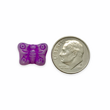 Load image into Gallery viewer, Czech glass butterfly beads 10pc opaline purple orchid 14x10mm
