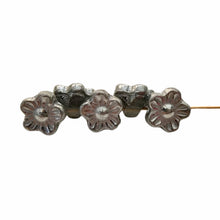 Load image into Gallery viewer, Czech glass button flower beads 12pc back drilled crystal silver 8mm-Orange Grove Beads
