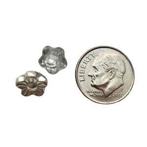 Czech glass button flower beads 25pc crystal silver 8mm