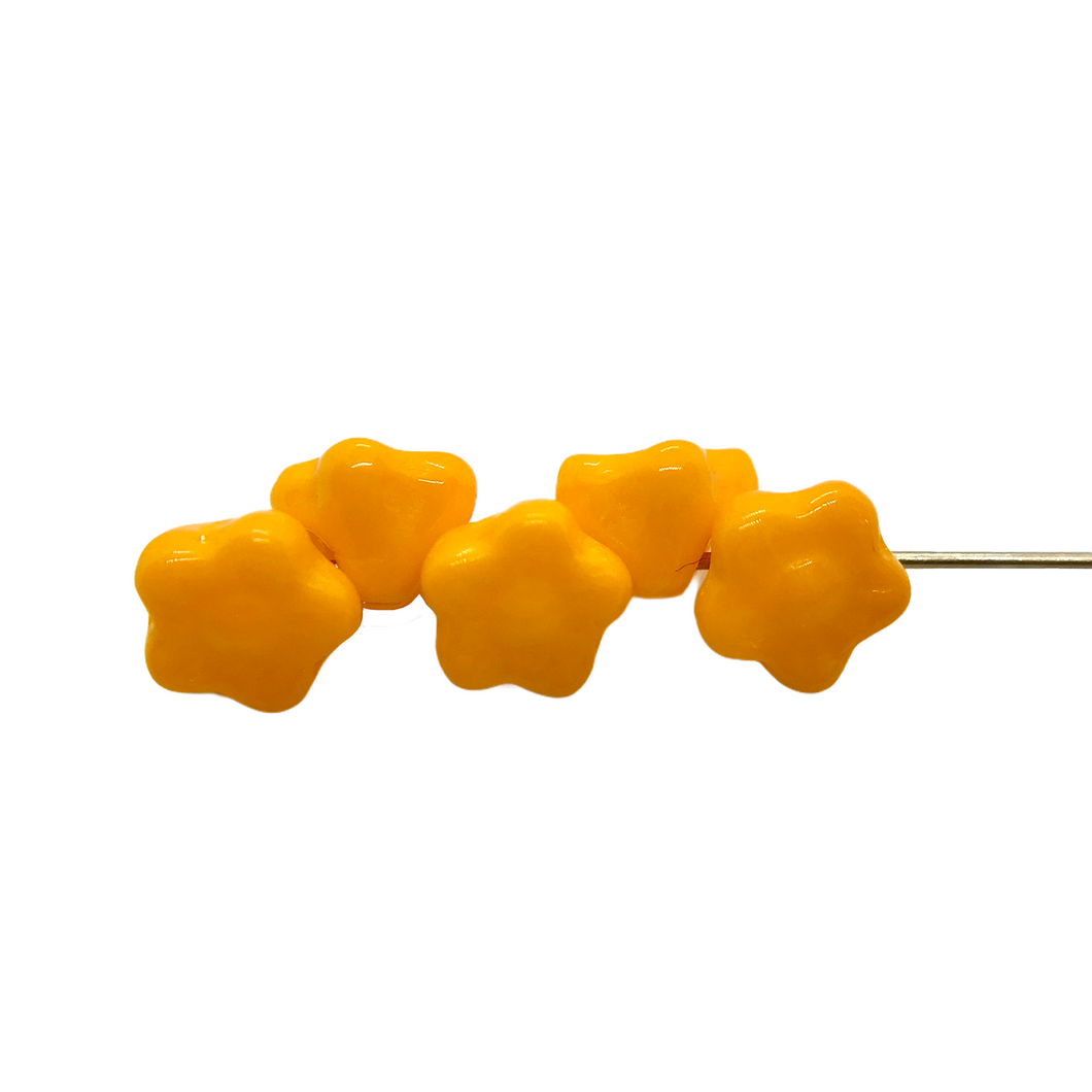 Czech glass button flower beads 20pc sunny orange 7mm-Orange Grove Beads