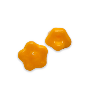 Czech glass button flower beads 25pc opaque sunny orange 7mm