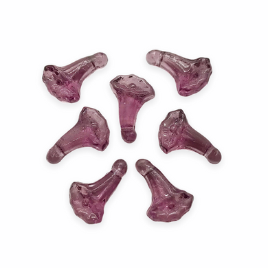 Czech glass calla lily flower drop beads charms 12pc amethyst purple 14x10mm-Orange Grove Beads