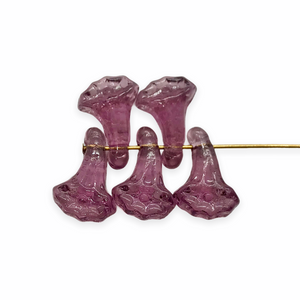 Czech glass calla lily flower beads 12pc amethyst purple 14x10mm