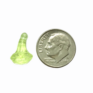 Czech glass calla lily trumpet flower drop beads 12pc jonquil yellow UV reactive 14x10mm