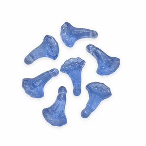 Czech glass calla lily flower drop beads charms 10pc sapphire blue 14x10mm-Orange Grove Beads