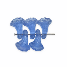 Load image into Gallery viewer, Czech glass calla lily flower beads 12pc sapphire blue 14x10mm
