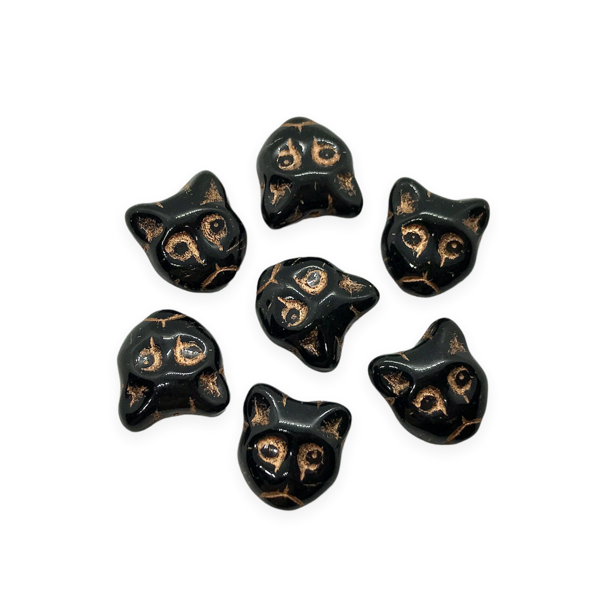 Black Lip Shell Carved Kitty Cat Beads - 1 Pair – funkyprettybeads