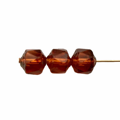 Czech glass cathedral beads 22pc topaz brown 8mm-Orange Grove Beads