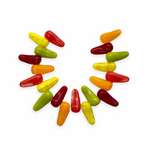 Load image into Gallery viewer, Czech glass spicy chili pepper vegetable drop beads mix 20pc 13x5mm-Orange Grove Beads
