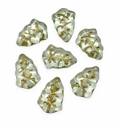 Czech glass Christmas tree beads charms 10pc crystal gold inlay-Orange Grove Beads