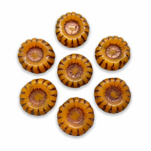Load image into Gallery viewer, Czech glass chunky wheel daisy flower beads 10pc milky orange copper 12mm-Orange Grove Beads
