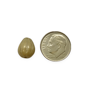 Czech glass chunky melon drop beads 12pc beige luster 12x9mm