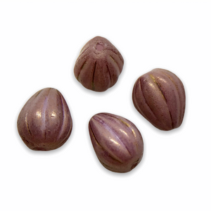 Czech glass chunky melon teardrop beads 12pc mauve purple 12x9mm-Orange Grove Beads