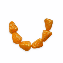 Load image into Gallery viewer, Czech glass squared triangle teardrop drop beads 10pc orange gold rain-Orange Grove Beads
