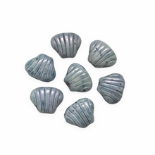 Load image into Gallery viewer, Czech glass scallop seashell beads 24pc chalk blue luster 8x7mm-Orange Grove Beads
