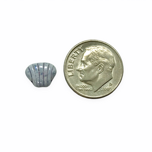 Czech glass scallop clam seashell beads 24pc chalk blue luster 8x7mm