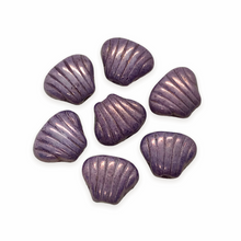Load image into Gallery viewer, Czech glass scallop seashell beads 24pc purple luster 8x7mm-Orange Grove Beads
