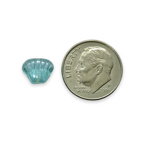 Czech glass scallop clam seashell beads 24pc blue luster 8x7mm
