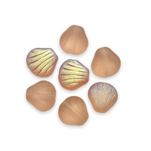 Load image into Gallery viewer, Czech glass clam scallop seashell beads 25pc frosted pink AB 9mm-Orange Grove Beads
