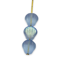 Load image into Gallery viewer, Czech glass clam scallop seashell beads 25pc frosted sapphire blue AB 9mm
