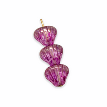 Load image into Gallery viewer, Czech glass scallop clam seashell beads 24pc crystal pink 8x7mm
