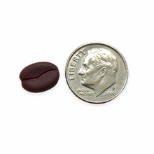 Load image into Gallery viewer, Czech glass espresso coffee bean beads 20pc dark red brown matte 11x8mm
