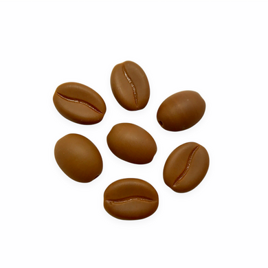 Czech glass espresso coffee bean beads 20pc opaque brown matte 11x8mm-Orange Grove Beads