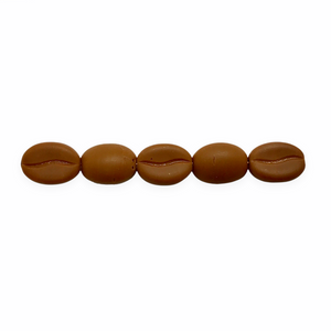 Czech glass espresso coffee bean beads 20pc opaque brown matte 11x8mm