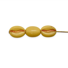 Load image into Gallery viewer, Czech glass espresso coffee bean beads 20pc cafe con leche beige copper 11x8mm
