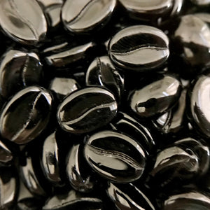 Czech glass espresso coffee bean beads 20pc opaque jet black shiny 11x8mm-Orange Grove Beads