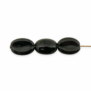 Czech glass espresso coffee bean beads 20pc opaque jet black shiny 11x8mm
