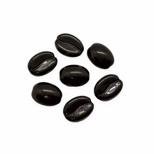 Load image into Gallery viewer, Czech glass espresso coffee bean beads 20pc opaque jet black shiny 11x8mm-Orange grove Beads
