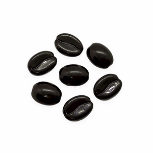 Czech glass espresso coffee bean beads 20pc opaque jet black shiny 11x8mm-Orange grove Beads