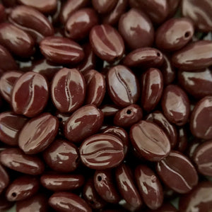 Czech glass espresso coffee bean beads 20pc opaque red brown shiny 11x8mm-Orange Grove Beads