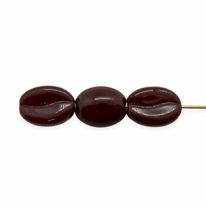 Czech glass espresso coffee bean beads 20pc opaque dark red brown shiny 11x8mm