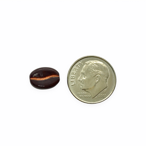 Czech glass espresso coffee bean beads 20pc dark red brown copper shiny 11x8mm