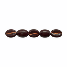 Load image into Gallery viewer, Czech glass espresso coffee bean beads 20pc dark red brown copper shiny 11x8mm
