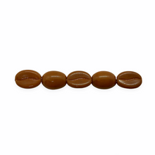 Load image into Gallery viewer, Czech glass espresso coffee bean beads 20pc opaque brown shiny 11x8mm

